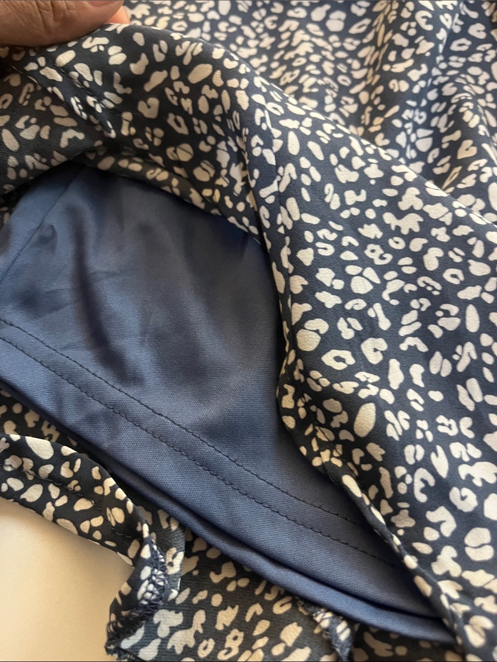 She + Sky Navy and White Printed Smocked Romper - Picture 5 of 9